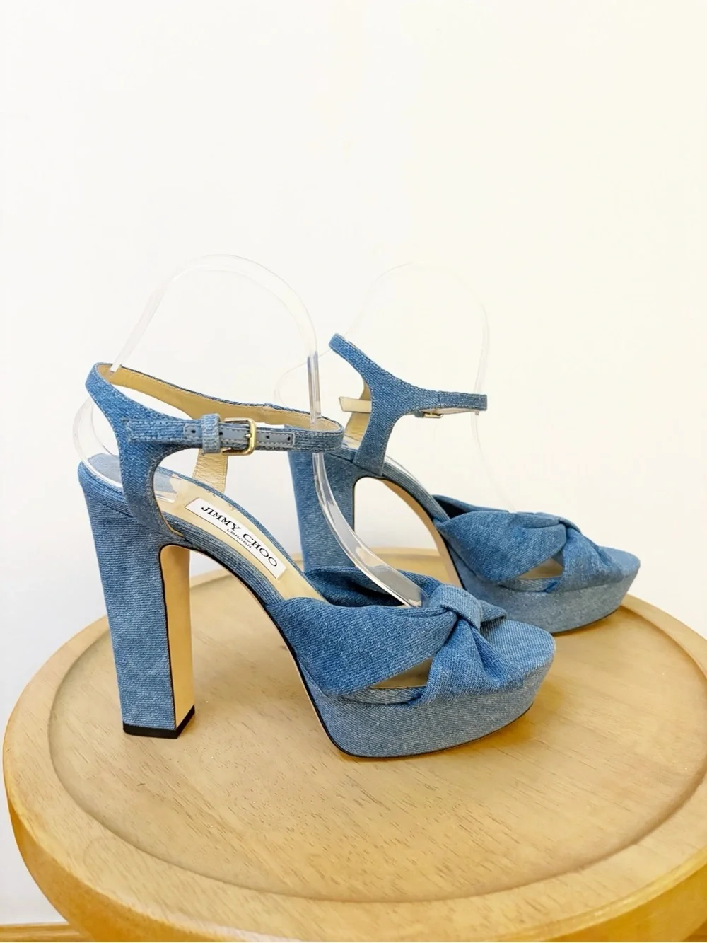 Jimmy Choo Heloise Denim Platform Heel Sandals